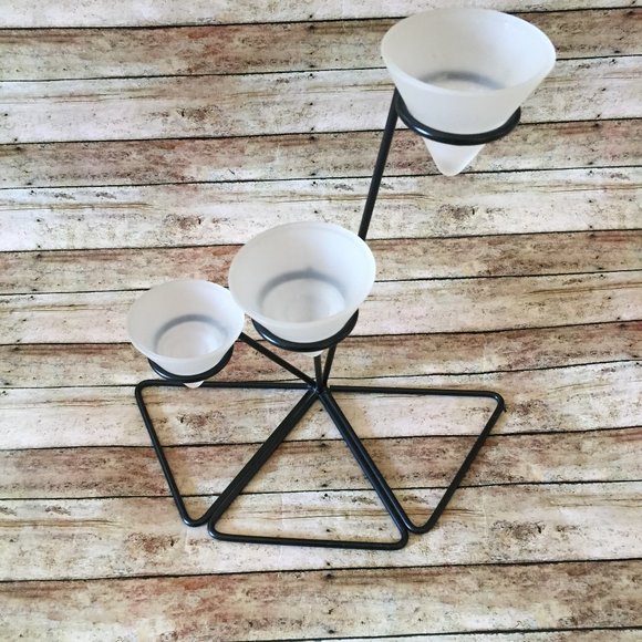 3 Tier Glass and Metal Tea Light Candle Holder - Picture 2 of 3